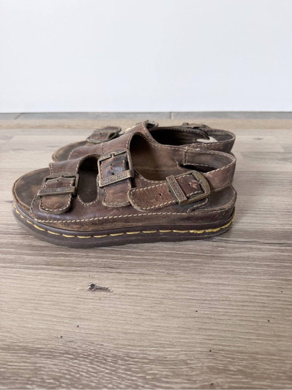 Dr. Martens vintage Brown Leather Buckle Platform Sandals